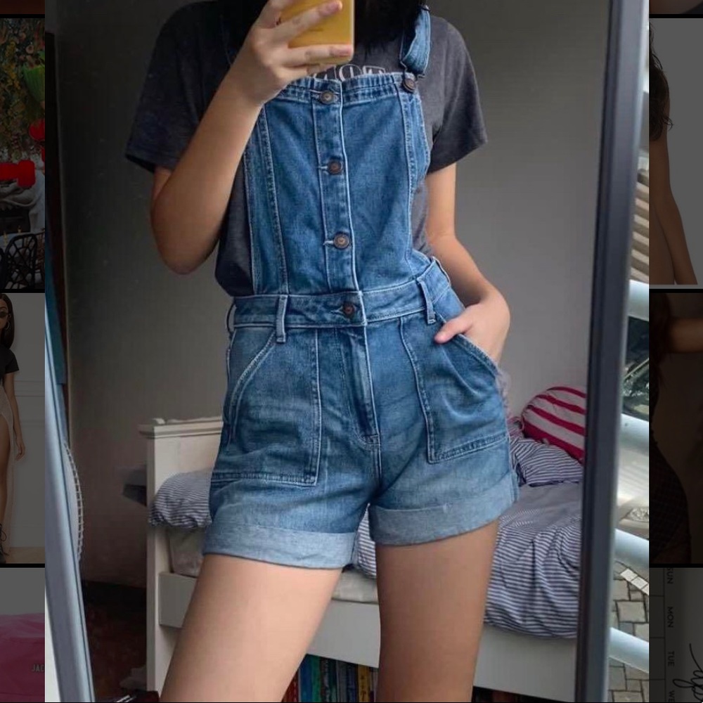 Hollister Jean overall shorts